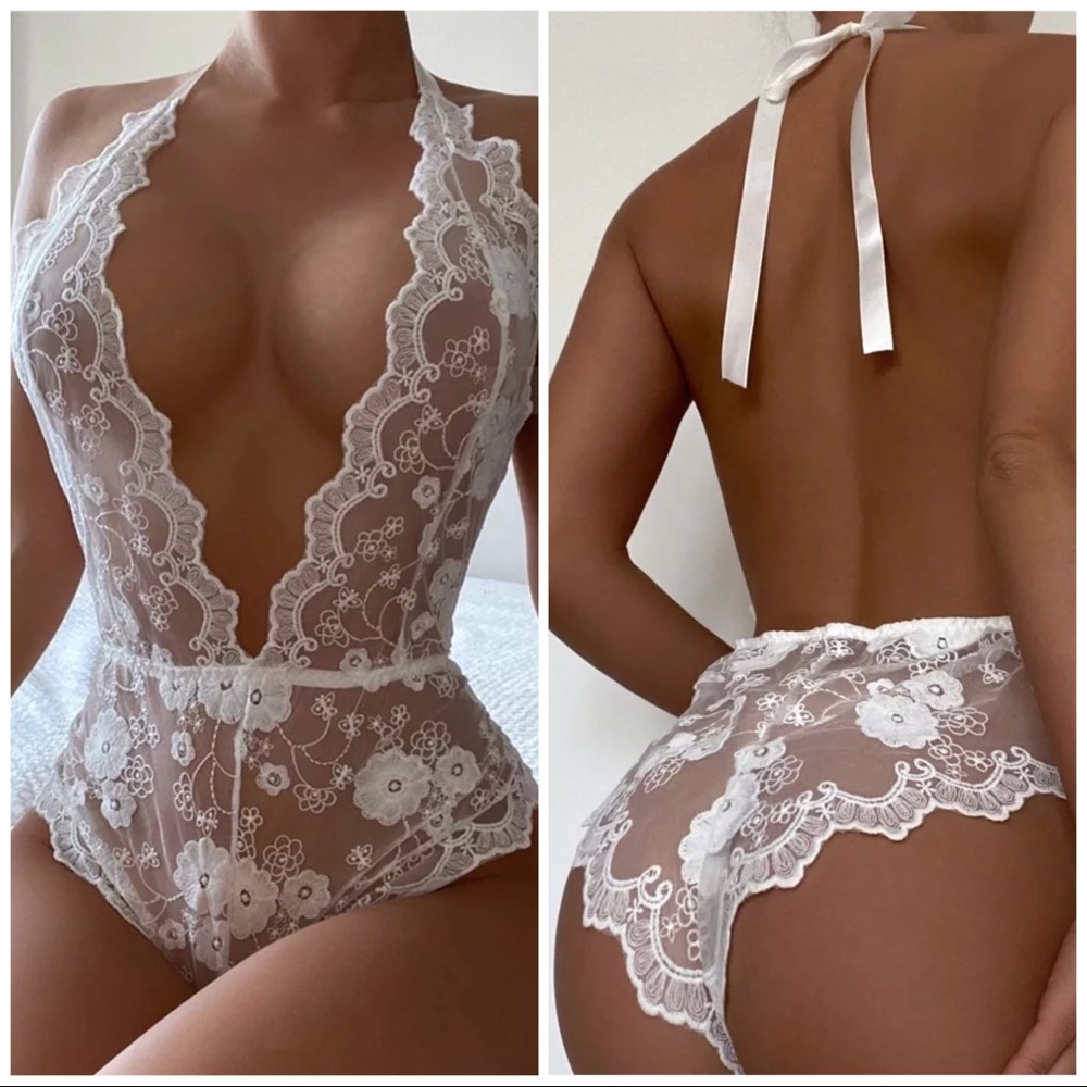 ❤️NEW sexy white transparent bodysuit